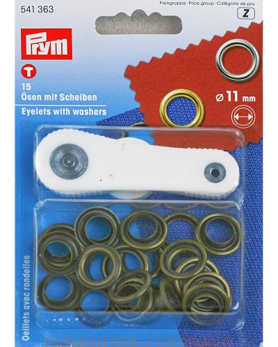 oczka - nity oczkowe PRYM 541 363 11 mm mosiądz oksydowany
