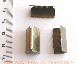 zakończenie - skuwka do taśmy 20 mm mosiądz oksydowany /końcówka, końcówki/