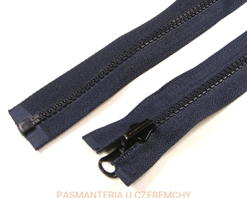 zamek 65 cm granatowy rozdzielczy dwustronny typu kostka 5, czarny suwak