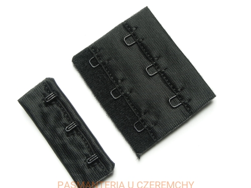 zapięcie do biustonosza /bieliźniarskie/, 3 haftki w 2 rzędach, czarne