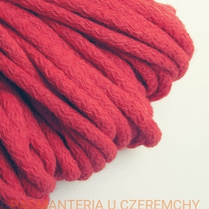 sznurek odzieżowy bawełniany 5 mm czerwony - motek 20 mb