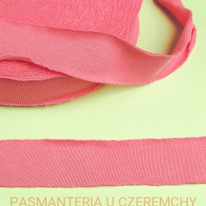 lamówka 35 mm różowa z dzianiny bawełnianej - ściągacza niezaprasowana /dzianinowa, ściągaczowa/