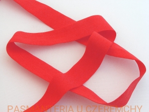 guma łamana 21 mm matowa czerwona /lamówka elastyczna, lamówka gumowa/ 