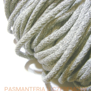 sznurek odzieżowy bawełniany 5 mm szary ze srebrną nitką