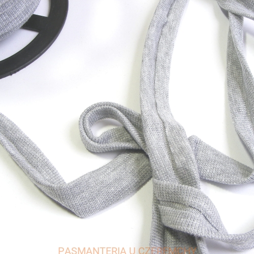 lamówka 18 mm z dzianiny bawełnianej - ściągacza - szary melanż zaprasowana /dzianinowa, ściągaczowa, szara/ 