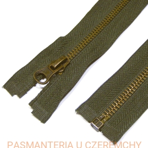 zamek 85 cm khaki rozdzielczy metalowy VT10 mosiądz oksydowany /zgniła zieleń, zielony/