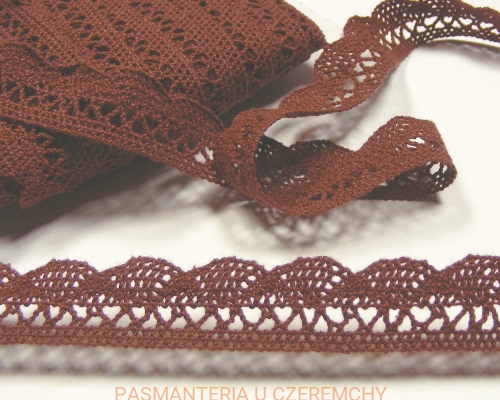 koronka bawełniana 20 mm brązowa