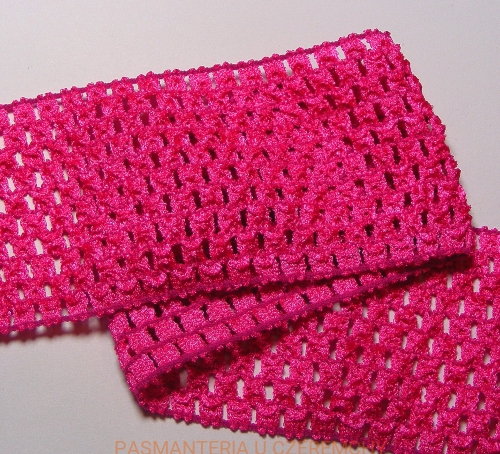 guma tutu /guma opaskowa, guma szydełkowana/ 7 cm różowa