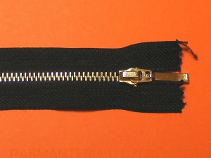 Zamek metalowy nierozdzielczy  60 cm czarny, kolor ząbków - złoty