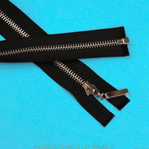 zamek 75 cm czarny rozdzielczy metalowy VT10, nikiel