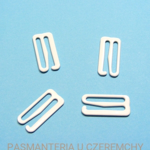 zaczep do ramiączka 20 mm biały metalowy /do muszki/