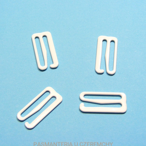 zaczep do ramiączka /do muszki/ 20 mm metalowy biały