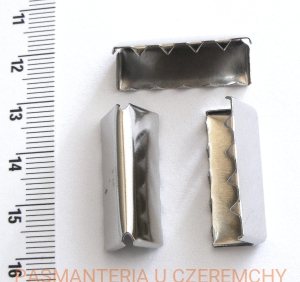 zakończenie - skuwka do taśmy 25 mm srebrna /końcówka, końcówki/
