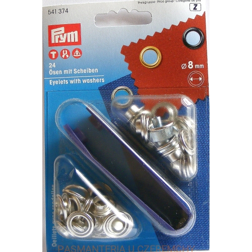 oczka - nity oczkowe PRYM 541 374 8 mm srebrne