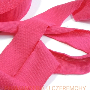 lamówka 35 mm fuksjowa z dzianiny bawełnianej - ściągacza - niezaprasowana /dzianinowa, ściągaczowa, różowa/