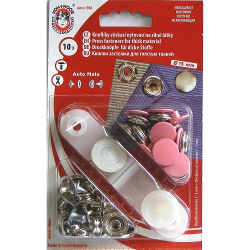  napy metalowe do nabijania Auto Moto 15 mm różowe Koh-I-Noor