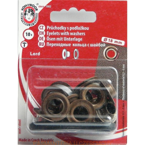 oczka - nity oczkowe Lord /Koh-I-Noor/ 8 mm starzony mosiądz