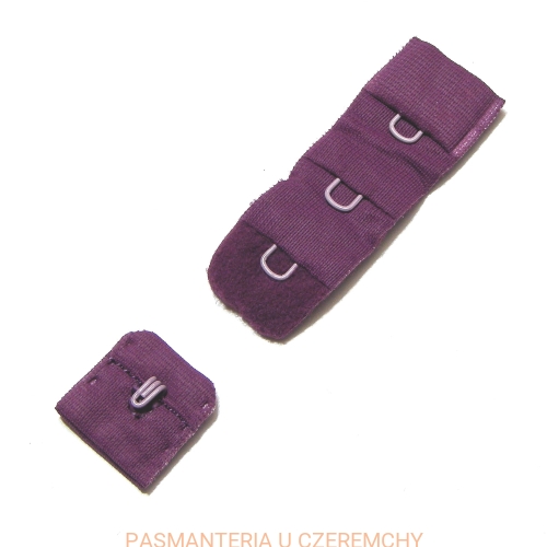 zapięcie do biustonosza /do stanika, bieliźniarskie, haftki/, 1 haftka w 3 rzędach, fioletowe