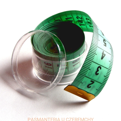 miara krawiecka w pudełku - zielona /miarka, centymetr/