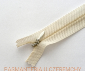 zamek 30 cm ecru - śmietankowy kryty nierozdzielczy 