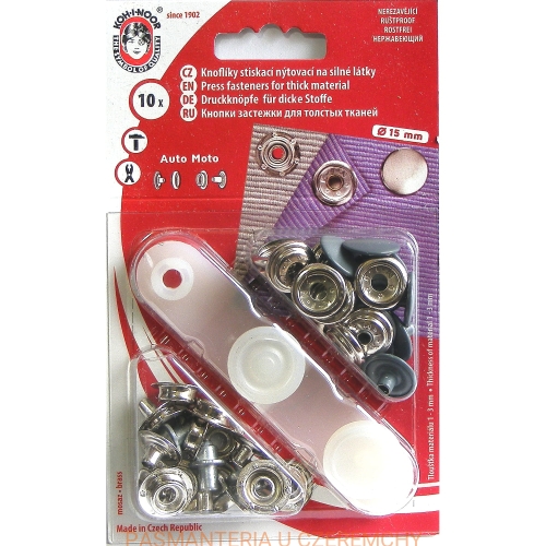 napy metalowe do nabijania Auto Moto 15 mm szare Koh-I-Noor