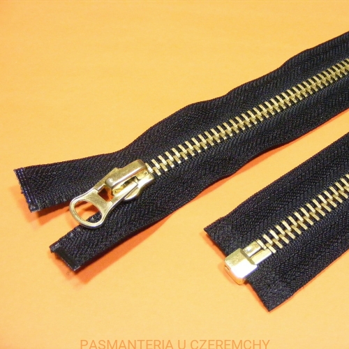 zamek 65 cm czarny rozdzielczy metalowy VT20, mosiężny