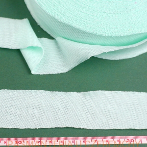 lamówka 35 mm seledynowa z dzianiny bawełnianej - ściągacza niezaprasowana /dzianinowa, ściągaczowa, miętowa, zielona/