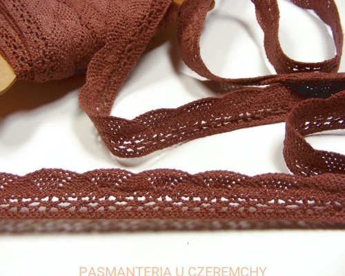 koronka bawełniana 20 mm brązowa