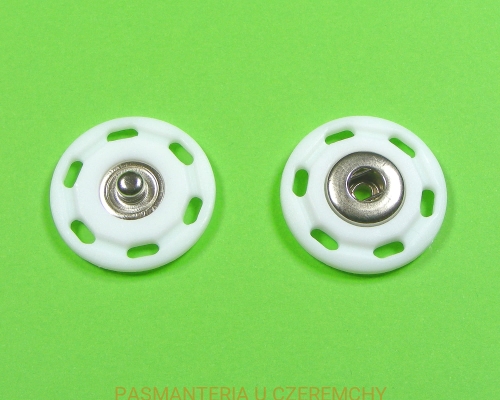 zatrzaski 25 mm - biały plastik łączony z metalem