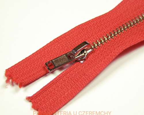 zamek 14 cm czerwony nierozdzielczy metalowy VT0 nikiel