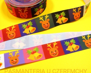 tasiemka rypsowa drukowana 25 mm - motywy świąteczne /wstążka/