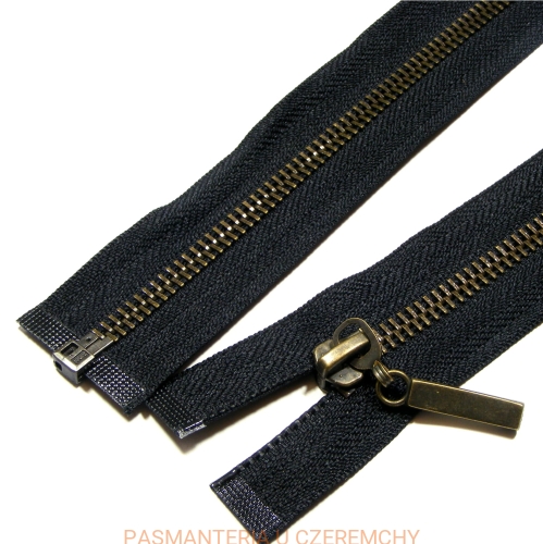 zamek 75 cm czarny rozdzielczy metalowy VT10 mosiądz oksydowany