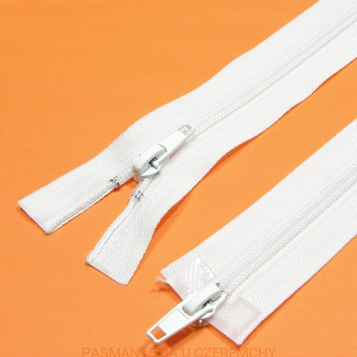 zamek 140 cm biały rozdzielczy dwusuwakowy spirala 5