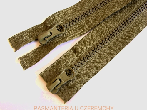 zamek rozdzielczy dwusuwakowy typu kostka 85 cm khaki