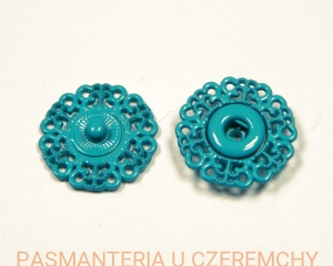zatrzaski metalowe 21 mm turkusowe ażurowe lakierowane /niebieskie/
