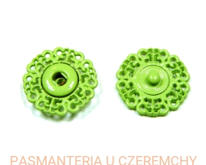 zatrzaski metalowe 21 mm jaskrawozielone ażurowe lakierowane /zielone/