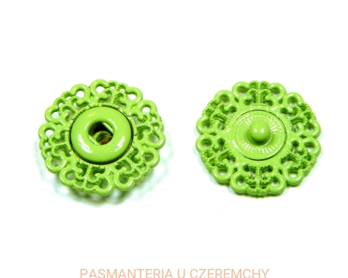 zatrzaski metalowe 21 mm jaskrawozielone ażurowe lakierowane /zielone/