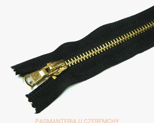 zamek 35 cm czarny nierozdzielczy metalowy VT10 mosiądz