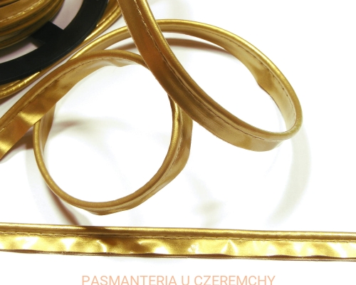 wypustka z eko-skóry 11 mm złota błyszcząca /skaj/