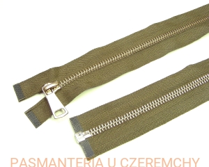 zamek 90 cm khaki rozdzielczy metalowy VT10 nikiel /zgniła zieleń, zielony/ 