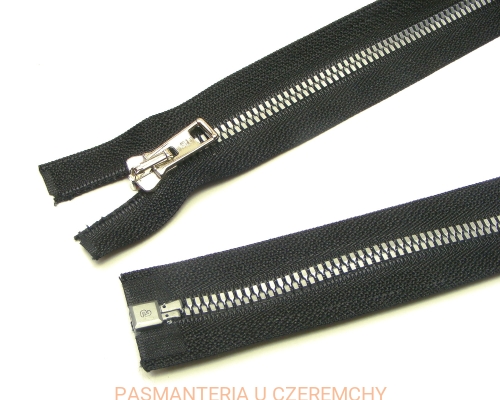 zamek 70 cm czarny rozdzielczy kostka corn K11 srebrna