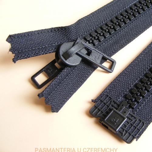 zamek rozdzielczy dwustronny typu kostka /grubsza, 7 mm/ 350 cm, czarny