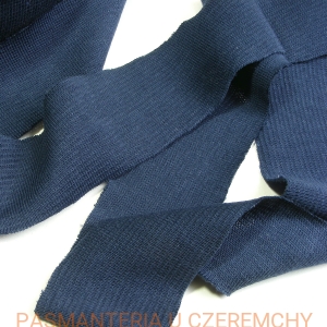 lamówka 35 mm granatowa z dzianiny bawełnianej - ściągacza - niezaprasowana /dzianinowa, ściągaczowa/