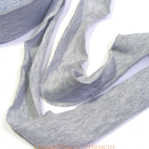 lamówka 35 mm z dzianiny bawełnianej - ściągacza szary melanż niezaprasowana /dzianinowa, ściągaczowa, szara/ 