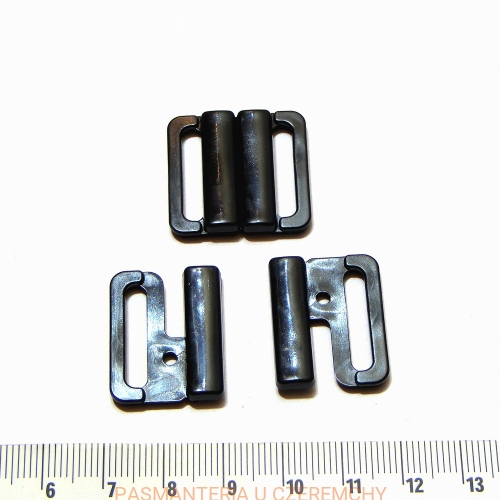 zapięcie bieliźniarskie 20 mm plastkowe czarne /do biustonosza, do stroju kąpielowego/