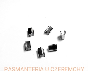 zakończenie - skuwka 10 mm do taśmy i sznurka srebrna /końcówka, końcówki/  