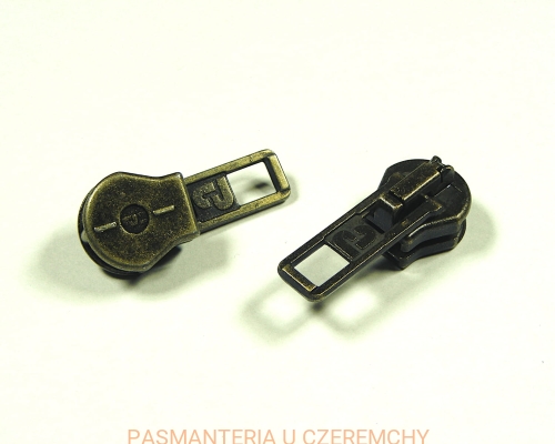 suwak zamkowy dolny do zamków dwusuwakowych kostkowych grubszych - mosiądz oksydowany