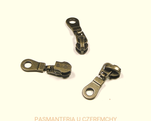 suwak zamkowy do zamków spiralnych rozm. 5 - mosiądz oksydowany