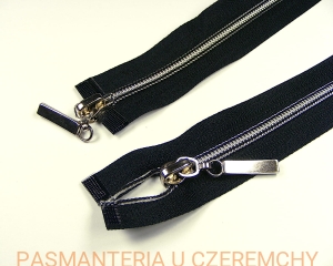 zamek 70 cm czarny dwusuwakowy rozdzielczy plastikowy - imitacja metalu, spirala 5