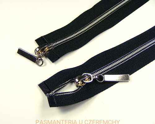 zamek 70 cm czarny dwusuwakowy rozdzielczy plastikowy - imitacja metalu, spirala 5